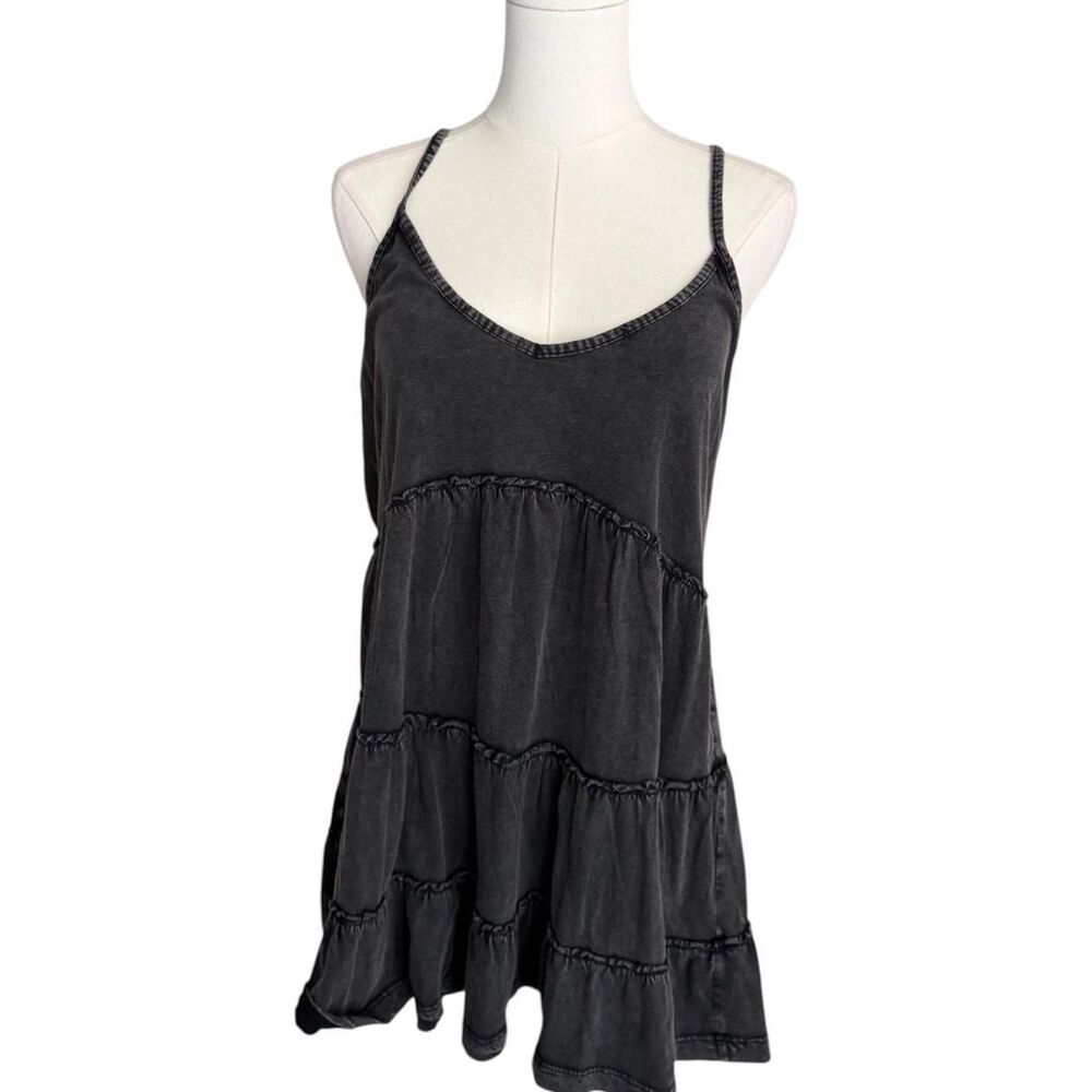 Anthropologie Charcoal Tiered Babydoll Tank Top Small